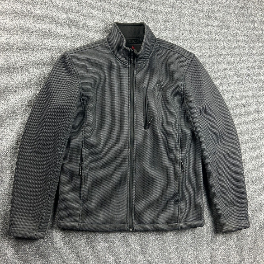 Gerry Jacket Mens Large Gray Full Zip Rib Knit Mock Neck Sherpa Lined Adults